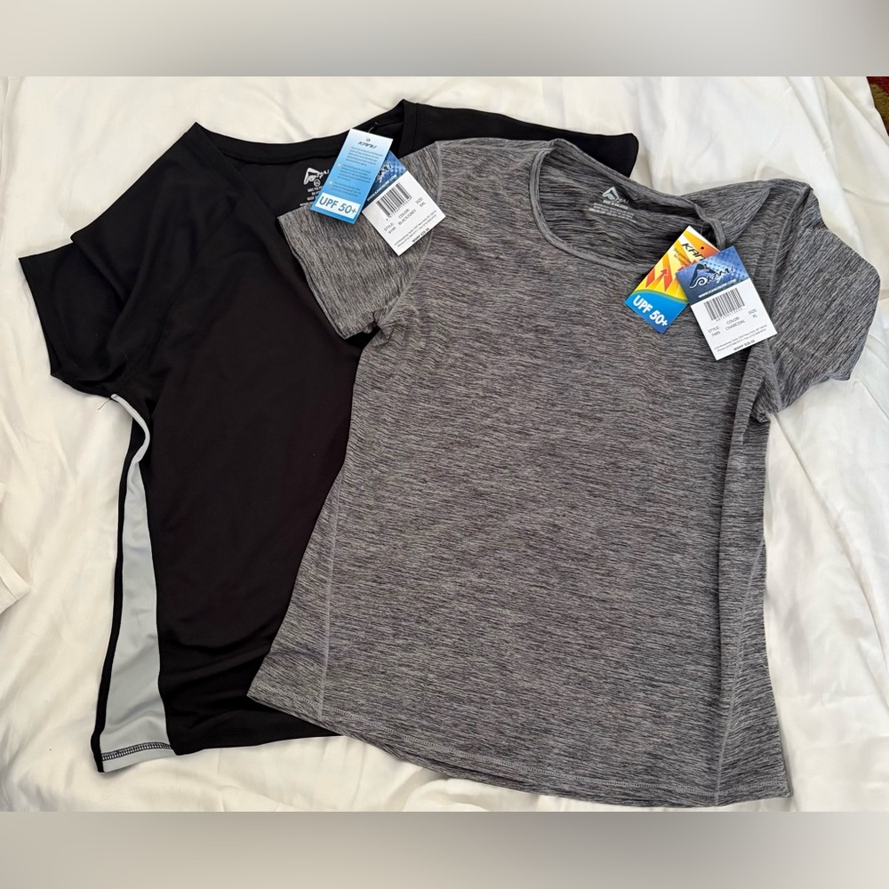 Women's Black and Gray Short Sleeve Tees